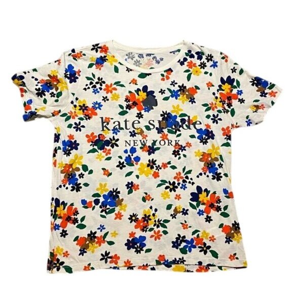 Kate Spade Sailing White Floral Logo Crewneck T-shirt - Picture 5 of 7